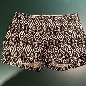 Black White Ikat Print Shorts